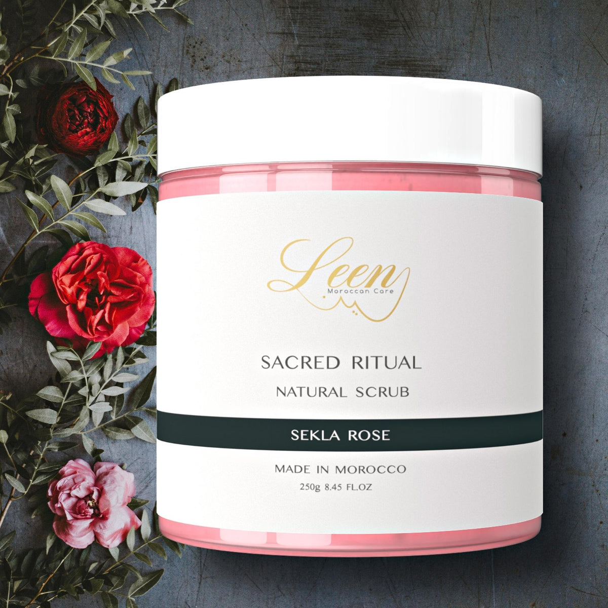 Natural Body &amp; Face Scrub with Sekla with Rose | Sacred Ritual 250gr